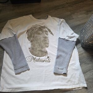Makaveli White and Gray Long Sleeve Shirt